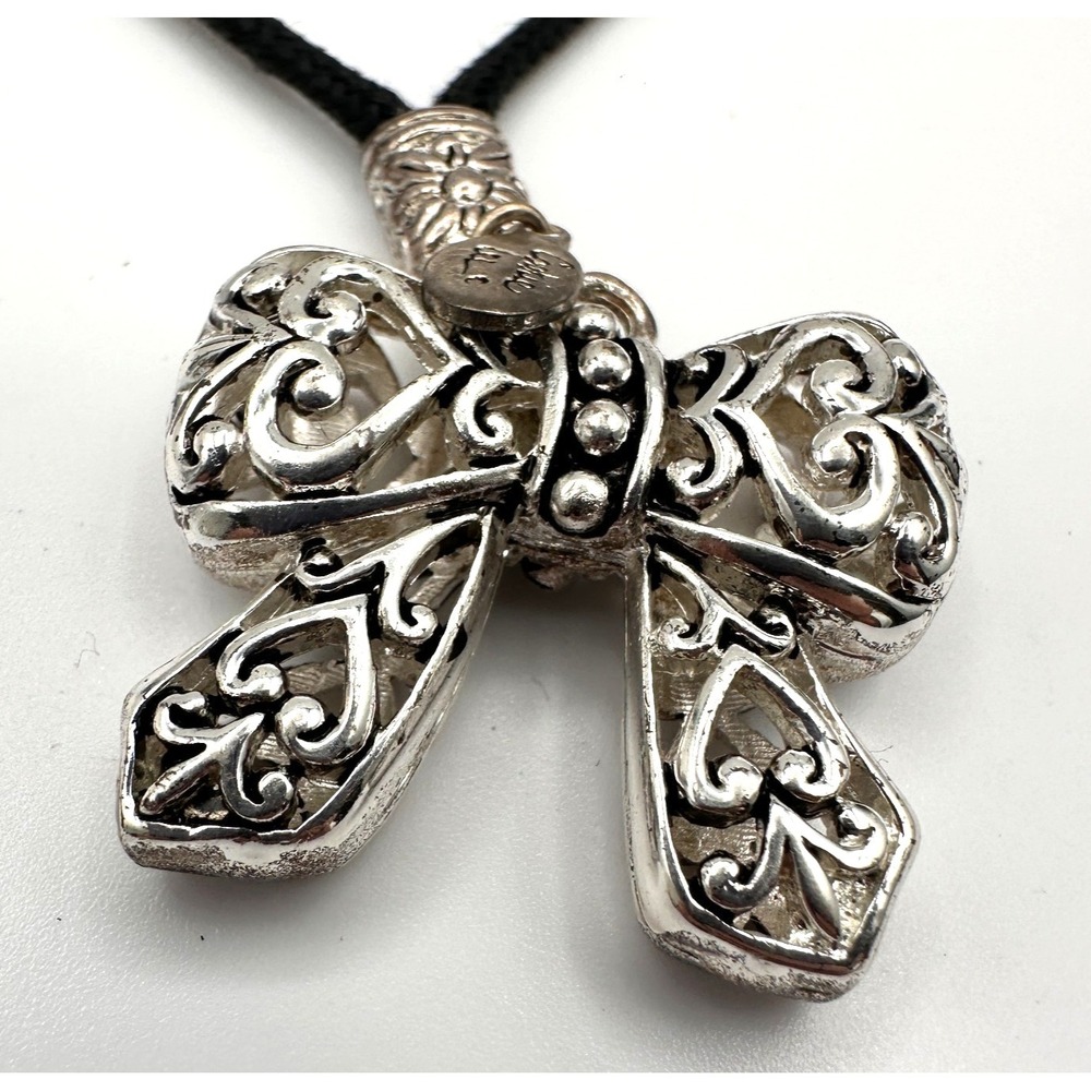 Vintage 90s Cookie Lee Silver Tone Filigree Bow Charm Bracelets Women's Jewelry